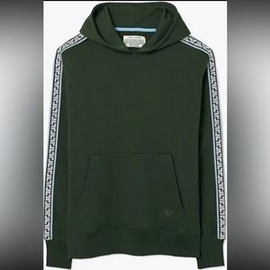 Tory Burch Sport French Terry Geo-T Logo Hoodie Sweatshirt Green Medium